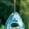 Glitzhome® 6.75" Blue Dots Glass Water Drop Hanging Bird Feeder